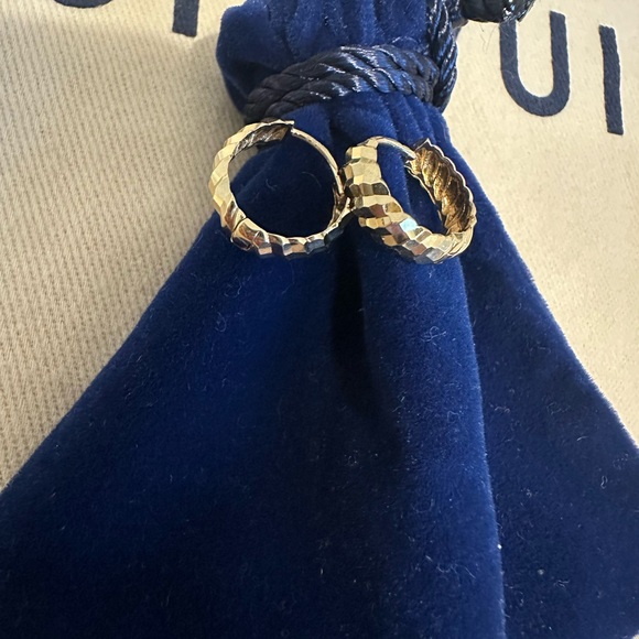 Bloomingdale's Jewelry - Like New! 14kt Gold diamond cut Hoop Earrings -